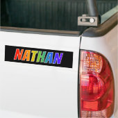 Voornaam "NATHAN": Fun Rainbow-kleuren Bumpersticker (Op Truck)