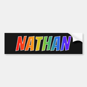 Voornaam "NATHAN": Fun Rainbow-kleuren Bumpersticker
