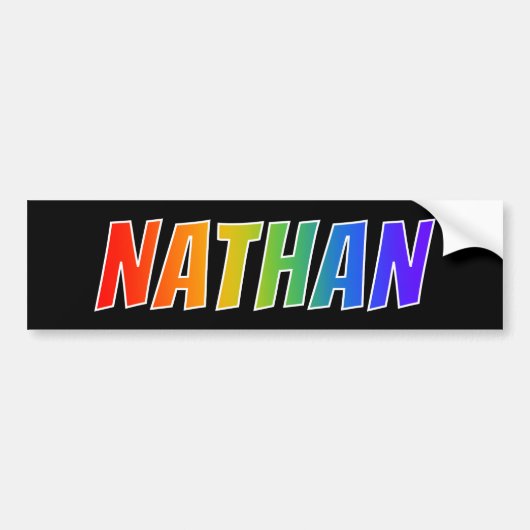 Voornaam "NATHAN": Fun Rainbow-kleuren Bumpersticker (Voorkant)