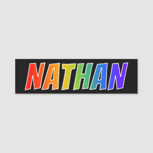 Voornaam "NATHAN": Fun Rainbow-kleuren Naamplaatje