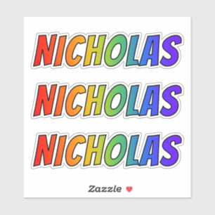 Voornaam "NICHOLAS" w / Fun Rainbow Coloring Sticker