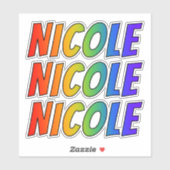 Voornaam "NICOLE" w/ Fun Rainbow Coloring Sticker (Vel)