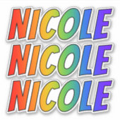 Voornaam "NICOLE" w/ Fun Rainbow Coloring Sticker (Voorkant)