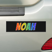 Voornaam "NOAH": Fun Rainbow-kleuren Bumpersticker (Op auto)