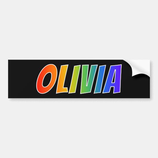 Voornaam "OLIVIA": Fun Rainbow-kleuren Bumpersticker (Voorkant)