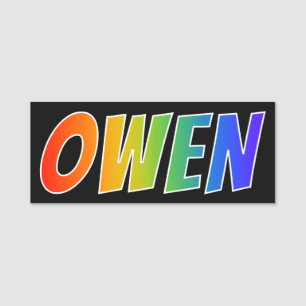 Voornaam "OWEN": Fun Rainbow-kleuren Naamplaatje