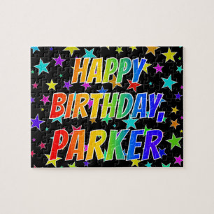 Voornaam "PARKER", geun "HAPPY BIRTHDAY" Legpuzzel