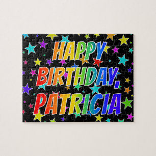 Voornaam "PATRICIA", geun "HAPPY BIRTHDAY" Legpuzzel