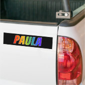 Voornaam "PAULA": Fun Rainbow-kleuren Bumpersticker (Op Truck)