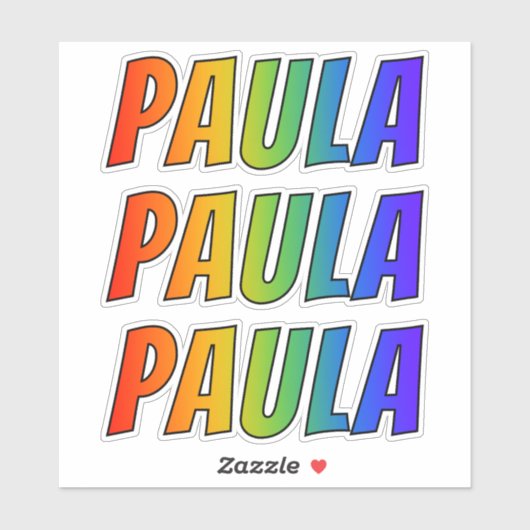 Voornaam "PAULA" w / Fun Rainbow Coloring Sticker (Vel)