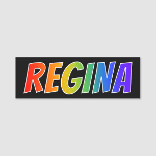 Voornaam "REGINA": Fun Rainbow-kleuren Naamplaatje