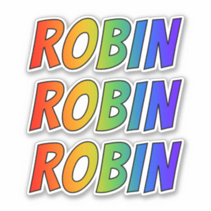 Voornaam "ROBIN" met de Kleuring van de Regenboog Sticker