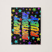 Voornaam RUBY, Fun "HAPPY BIRTHDAY" Legpuzzel (Verticaal)