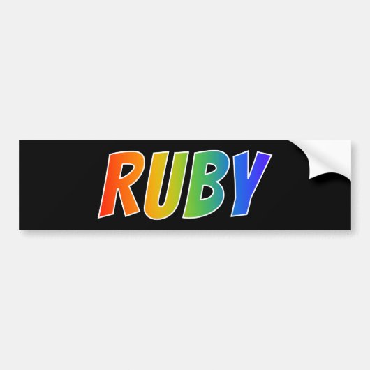 Voornaam "RUBY": Fun Rainbow Coloring Bumpersticker (Voorkant)