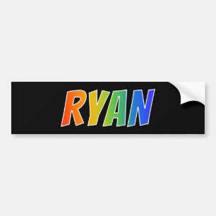 Voornaam "RYAN": vun regenboogkleuren Bumpersticker