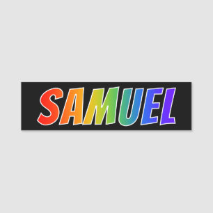 Voornaam "SAMUEL": Fun Rainbow-kleuren Naamplaatje