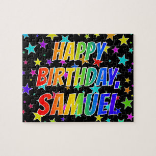 Voornaam "SAMUEL", geun "HAPPY BIRTHDAY" Legpuzzel