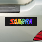 Voornaam "SANDRA": Fun Rainbow-kleuren Bumpersticker (Op auto)