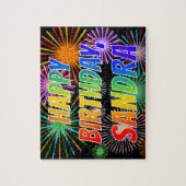 Voornaam "SANDRA", geun "HAPPY BIRTHDAY" Legpuzzel (Verticaal)