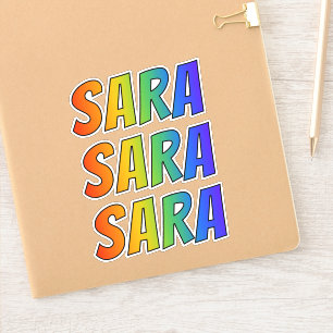 Voornaam "SARA" met de Kleuring van de Regenboog Sticker