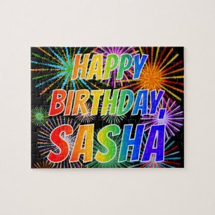 Voornaam "SASHA", geun "HAPPY BIRTHDAY" Legpuzzel