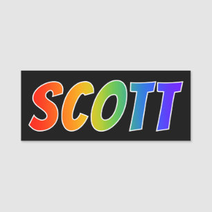 Voornaam "SCOTT": Fun Rainbow-kleuren Naamplaatje