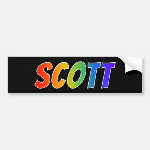 Voornaam "SCOTT": vun regenboogkleuren Bumpersticker