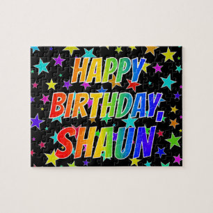 Voornaam "SHAUN", geun "HAPPY BIRTHDAY" Legpuzzel