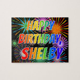 Voornaam "SHELBY", afgekort "HAPPY BIRTHDAY" Legpuzzel