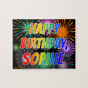 Voornaam "SOPHIE", geun "HAPPY BIRTHDAY" Legpuzzel