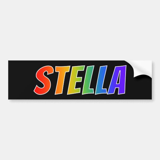Voornaam "STELLA": Fun Rainbow Coloring Bumpersticker (Voorkant)