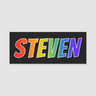 Voornaam "STEVEN": Fun Rainbow-kleuren Naamplaatje