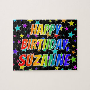 Voornaam "SUZANNE", geun "HAPPY BIRTHDAY" Legpuzzel