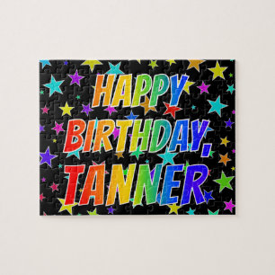 Voornaam "TANNER", geun "HAPPY BIRTHDAY" Legpuzzel