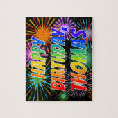 Voornaam "THOMAS", geun "HAPPY BIRTHDAY" Legpuzzel (Verticaal)