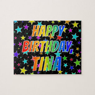 Voornaam "TINA", geun "HAPPY BIRTHDAY" Legpuzzel