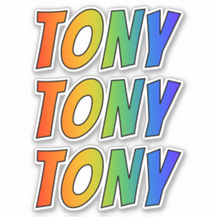 Voornaam "TONY" w / Fun Rainbow Coloring Sticker