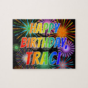 Voornaam "TRACI", afgekort "HAPPY BIRTHDAY" Legpuzzel
