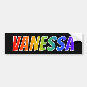 Voornaam "VANESSA": Fun Rainbow-kleuren Bumpersticker