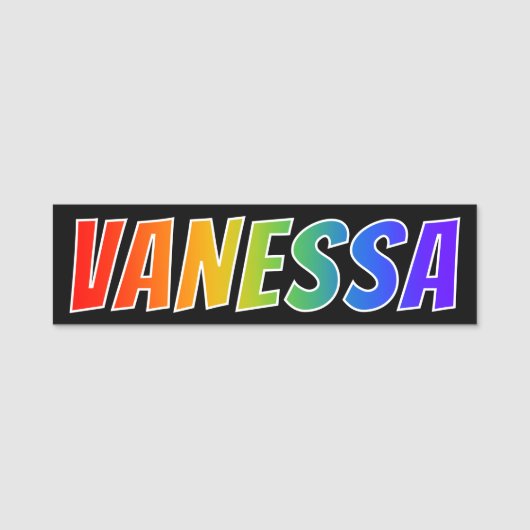 Voornaam "VANESSA": Fun Rainbow-kleuren Naamplaatje (Voorkant)