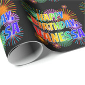Voornaam "VANESSA", geun "HAPPY BIRTHDAY" Cadeaupapier (Rol Hoek)