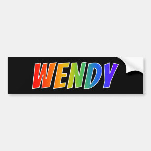 Voornaam "WENDY": vun regenboogkleuren Bumpersticker