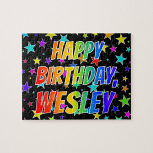 Voornaam "WESLEY", geun "HAPPY BIRTHDAY" Legpuzzel