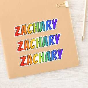 Voornaam "ZACHARY" w/ Fun Rainbow Coloring Sticker