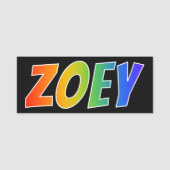 Voornaam "ZOEY": Fun Rainbow-kleuren Naamplaatje (Voorkant)