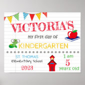 Voornaamsdatum eerste dag van de KINDERGARTEN-naam Poster (Voorkant)