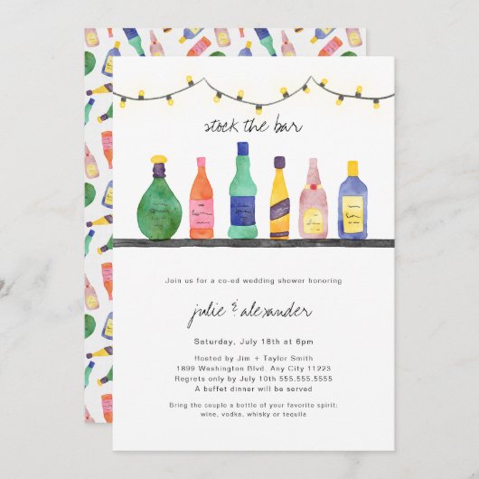 Voorraad de bar 2 bruiloft douche uitnodiging (Voorkant / Achterkant)