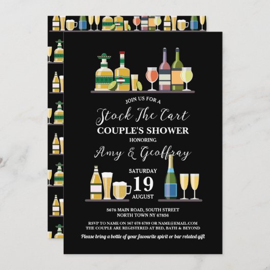 Voorraad De Bar Winkelwagen Party Verloving Couple Kaart (Voorkant / Achterkant)