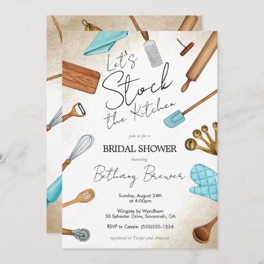 Voorraad het Keuken thema Bruidsdouche Uitnodiging (Voorkant / Achterkant)
