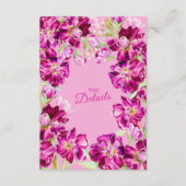 Voorraad roze bloemenbruiloft details met QR code Informatiekaartje (Voorkant)
